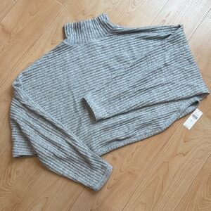 Pilcro Cozy Gray Ribbed Turtleneck Batwing cropped Pullover Size small NWT